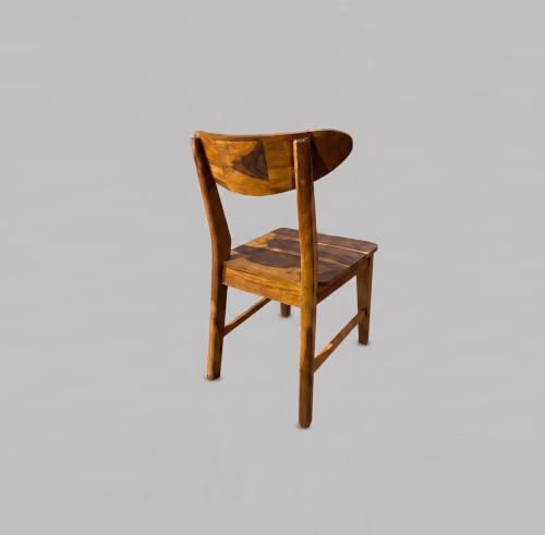 Image of Solid Sheesham Wood Dining Chair | Wooden Back Cut Dining Chair Set of 2 | Chairs for Dining Room | Study Room | Office | Finish Color - Honey Teak Finish |