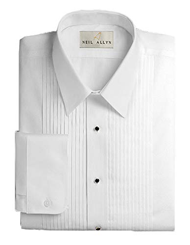 Neil Allyn Men's Tuxedo Shirt Slim Fit Lay Down Collar 1/4 Inch Pleat (15-15.5