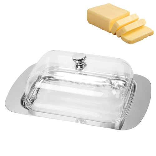 Beurrier, Boîte à Beurre, Boite a Beurre pour Frigo, Beurrier inox, Capacité pour 250 g de Beurre, Adaptée pour la Conservation de Fromages, Plats Froids,...