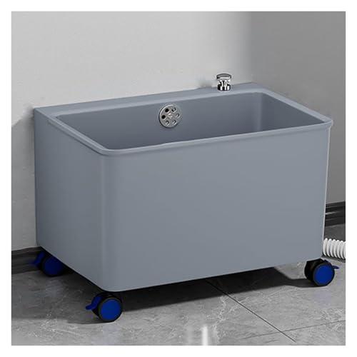 JYHHGDS Fregadero con Rollo para fregona, Fregadero Comercial para fregona, Fregadero de Cocina de una cubeta, Fregadero de lavandería de plástico Independiente (Gris, 65 x 33,5 x 45,5 cm)