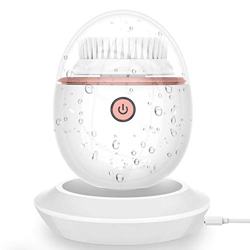 Sonic Facial Cleansing Brush, Waterproof Face Brush, 3 Modes with 2 Brush Heads, Smart Timer, Wireless Charging for Face Cleaning, Exfoliating, Massaging (Rose gold)