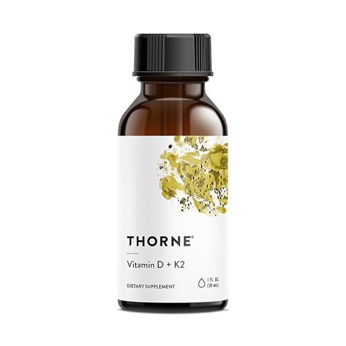THORNE - Vitamin D + K2 Liquid with a Metered Dispenser - Vitamins D3 & K2 to Support Healthy Bones & Muscles* - 1 Fl Oz (30 ml) - 600 Servings