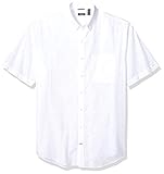 IZOD Men's Slim Fit Saltwater Short Sleeve Windowpane Button Down Shirt, Bright White, 2X-Large
