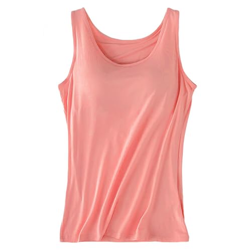 [ＫａｒｌｙＳｈｏｐ　ｉｍｐｏｒｔ] カップ付きインナー ブラトップ タンクトップ キャミ レーヨン さらさら ブラ内蔵 大きいサイズ ストレッチ rr4 M タンクトップ：pinkの商品画像（Amazon）