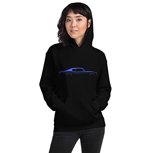1970 Chevelle Silhouette Collector Car Owner Chevy Muscle Cars Blue Lines Custom Hoodie3