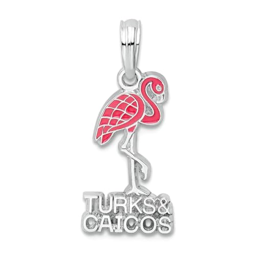 Collier flamant rose argent 925 rhodié et émail d'exception