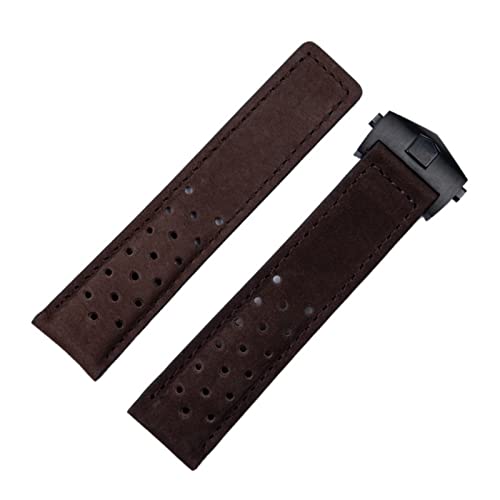 Bracelet de montre en cuir de remplacement pour boucle Monaco F1 marron 22 mm