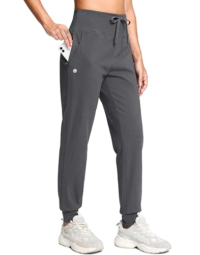 Image of G Gradual Women's Fleece Lined Joggers with Zipper Pocket Water Resistant Running Hiking Pants Winter Warm Thermal Sweatpants
