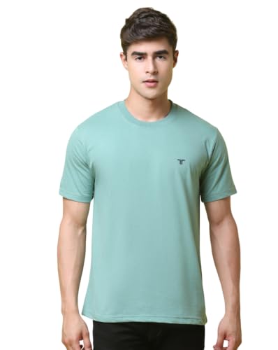 Image of Pinkmint Men's Cotton Blend T-Shirt ll Soild Round Neck T-Shirt ll Stylish Half Sleeve T-Shirt's (Pack of 1)
