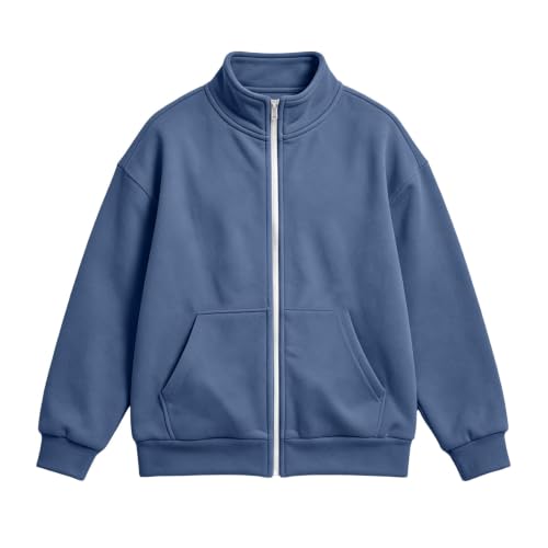 Boys Zip Up Hoodie Stand Collar Kids Sweatshirt Jacket Size 12-14 - image 8