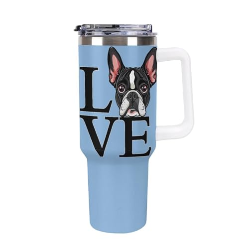Taza de viaje de Boston Terrier para café sobre ruedas y aventuras diarias