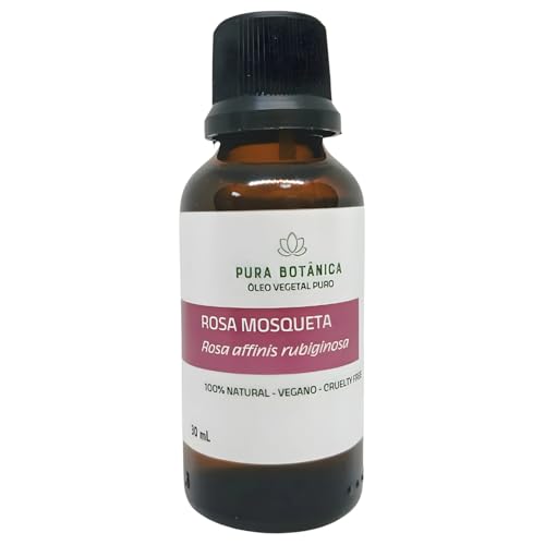 Óleo Vegetal de Rosa Mosqueta 30ml – 100% Puro Pura Botânica para Cuidados com a Pele, Regeneração Natural, Hidratação, Rotinas de Beleza e Bem-Estar.