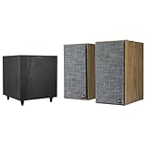 Klipsch Ultimate Home Audio Bundle: The Fives Powered Speakers (Walnut) with R-80SWi Wireless Subwoofer - Powerful Sound with HDMI-ARC & Deep Bass