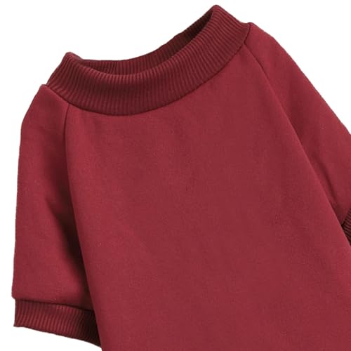 Image of Soft Puppy Sweater for Small Dogs Winter Knit Pullover, Wine XL | Elastic Cuffs Pet Clothes, Holiday Party Matching, Fall Winter Daily Outfit, Soft Breathable Machine Washable Sweatshirt
