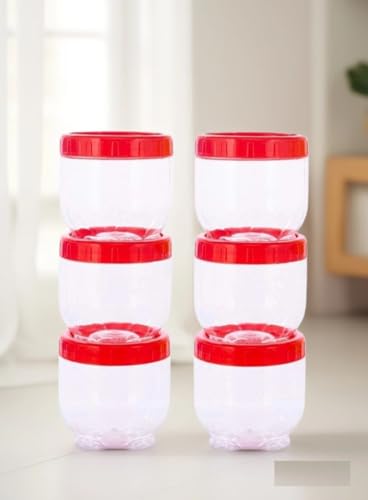 Image of 250ml Transparent Plastic Container & Jar Set for Kitchen Storage Dabba Set for Dry Fruits, Spices, Herbs & Dry Masala |Small Storage Boxes for Hotels, Restaurants, & Cloud Kitchens Set of 6
