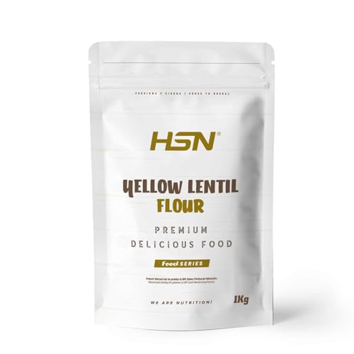 HSN Harina de Lenteja Amarilla Vegana Sin Gluten | Sabor Neutro 1 Kg = 20 Tomas por Envase | Sin Azúcar, Sin Añadidos ni Aditivos | Rica en Proteínas y Fibra | Ideal Recetas Saludables