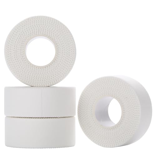 4 Rollen Sporttape Weiß 2 5cm x 10m Tape Sport Fussball Tape Klebeband Fingertape Tapeband für Fußball Volleyball Alle Sportarten - Starke Haftung Reißbar