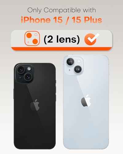 Image of TOCOL Camera Lens Protector for iPhone 15 / iPhone 15 Plus Tempered Glass HD Individual Scratch Resistant Camera Cover Accessories Case Friendly 2 Pack(Clear)