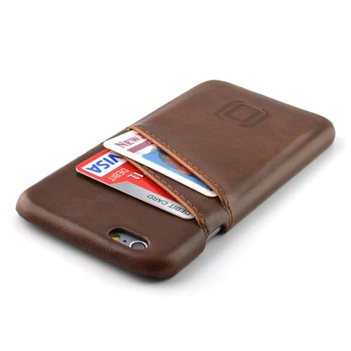 Dockem Card Case for iPhone 6S - Vintage Synthetic Leather Wallet Case, Ultra Slim Professional Executive Snap On Cover with 2 Card Holder Slots, Brown