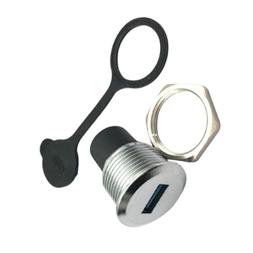Snorvixre Conector hembra USB 3.0 de aleación para montaje en panel con tapa impermeable para la instalación de equipos industriales al aire libre. impermeable USB A hembra