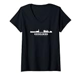 Damen Heidelberg Skyline Deutschland Deutschland Heidelberg T-Shirt mit V-Ausschnitt