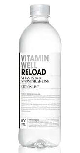 Vitamin Well Reload Lemon/Lime Vitamin B + D Magnesium + Zinc (VW RELOAD 500ML, Pack of 12)