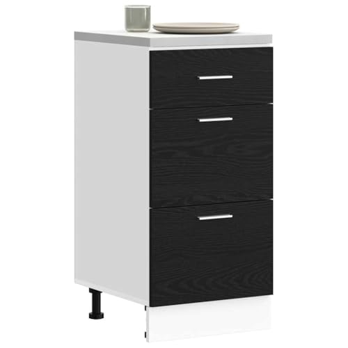 vidaXL Meuble de Cuisine Bas avec tiroir Chêne Noir 40 x 46 x 81,5 cm, Armoire de Cuisine Moderne, Design rectangulaire, Grand Espace de Rangement, matériaux...