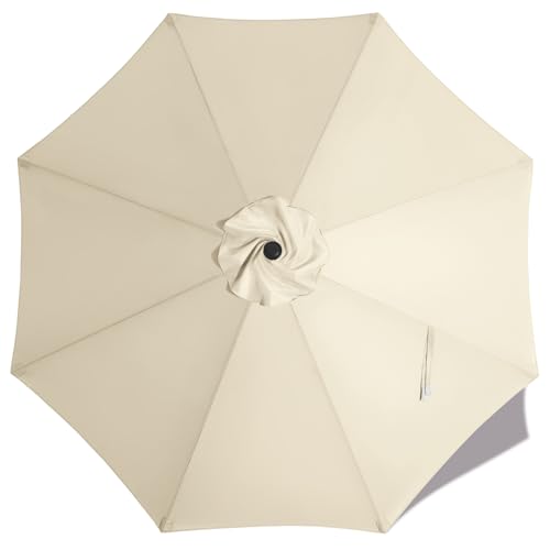 MASTERCANOPY Patio Umbrella 9 ft Replacement Canopy for 8 Ribs-Creamy White Canopy Only