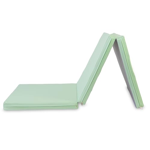 Jeflex - grün/graue klappbare Weichbodenmatte & Turnmatte 180 x 60 x 6 cm MADE IN GERMANY/faltbare Gymnastikmatte/platzsparende Fitnessmatte & faltbare Yogamatte/dicke Sportmatte für Kinderzimmer