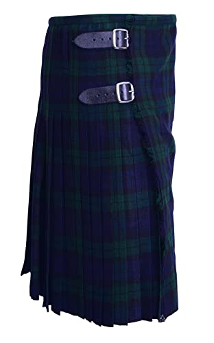 Kilts For Men 5 Yard Scottish Kilt men’s Acrylic Wool 13oz, Highland Wear Tartan Kilts by KS (Black Watch, 30 Inch)2