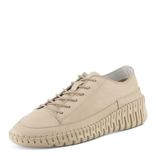 Spring Step Women's SURANA Leather Slip-On Sneakers – Two-Tone Design, Removable Insoles, Elastic Laces, Made in Turkey