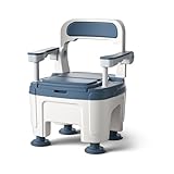 SamFansar Bedside Commode 882lbs Capacity Standard Seat Padded Commode Chair with Holders for Toilet Handicap Elderly Assistance Product Bathroom Aid Height Adjustable, Blue