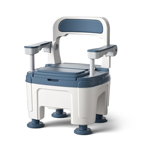 SamFansar Bedside Commode 882lbs Capacity Standard Seat Padded Commode Chair with Holders for Toilet Handicap Elderly Assistance Product Bathroom Aid Height Adjustable, Blue