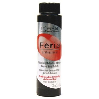 Loreal Feria Color #6.66 2.4oz Double Intensity Auburn Red (3 Pack)