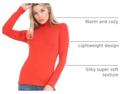 Image of Women's Lightweight Long Sleeve Turtleneck Top Pullover Sweater (S-3XL)