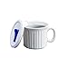 CorningWare Pop-Ins 20-ounce Mug w/Blue Vented Plastic Cover, White (Pack of 4)