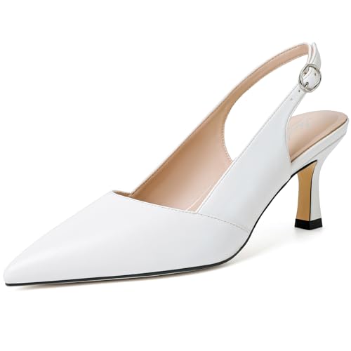 Image of Mostrin Kitten Heels for Women Slingback Pointed Closed Toe Heels Women's Pumps Shoes for Wedding, Party, Commuting