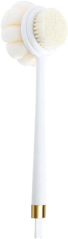 Long Handle Exfoliating Bath Brush – Dual-Sided Body Scrubber & Massage Tool White
