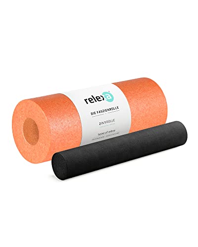 RELEXA Faszienrolle 2in1 - Ideal Zur Massage Bei Rückenschmerzen & Als Ergänzung Zum Fitness-Training - Angenehmes Material & Recyclebar - Orange/Schwarz RELEXA Faszienrolle 2in1 - Ideal Zur Massage Bei Rückenschmerzen & Als Ergänzung Zum Fitness-Training - Angenehmes Material & Recyclebar - Orange/Schwarz