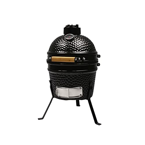 Ultranatura Mini Kamado Grill, kompakter Keramikgrill inkl. Gestell, ideal für Balkon & Terrasse, Eier-Grill zum Räuchern, Garen, Backen, Dörren & Grillen, hält Hitze länger, Schwarz