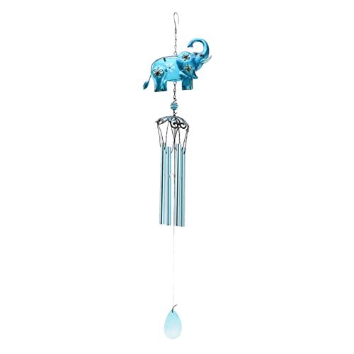 Blue Elephant Wind Chime Lovely Handmade Iron Glass Pendant Harmonious Sound Home Decor