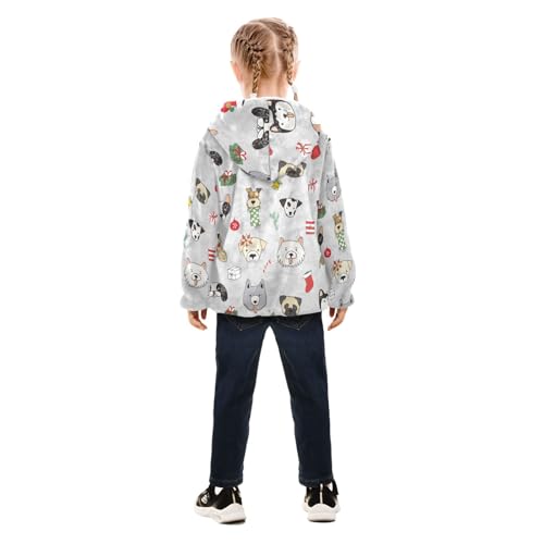 OTVEE Christmas Dogs Doodle Kids Hoodie Jacket Fall Spring Full Zip Warm Outwear Coat4