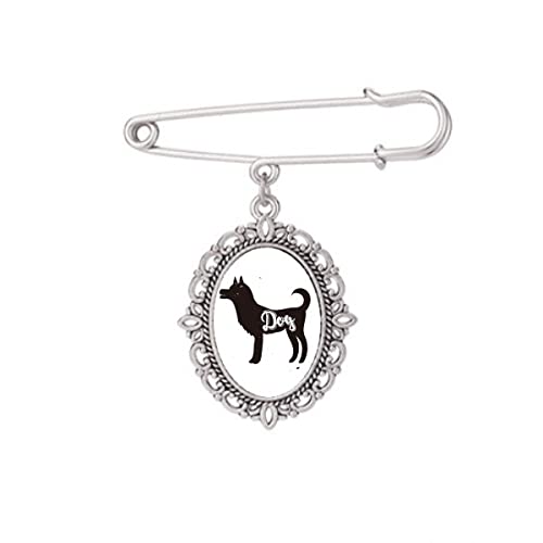 Broche chien noir et blanc idée cadeau originale pour robe et châle
