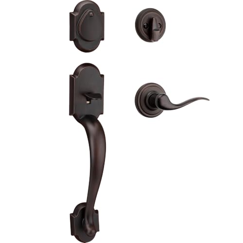 Kwikset Austin Front Door Lock Handle and Deadbolt Set, Entry Door Handleset Exterior with Tustin Interior Reversible Lever, Venetian Bronze, Pick Resistant SmartKey Rekey Deadbolt Security by Kwikset - Used condition - US$134.66