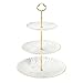 Tivray Alzate per Torta 3 Piani, Alzate per Dolci e Frutta, Alzate per Torta in Ceramica, Supporto per Torta, Porta Torta con Piatti a Forma di Crisantemo, Alzata Dessert per Festa Matrimonio, Bianco
