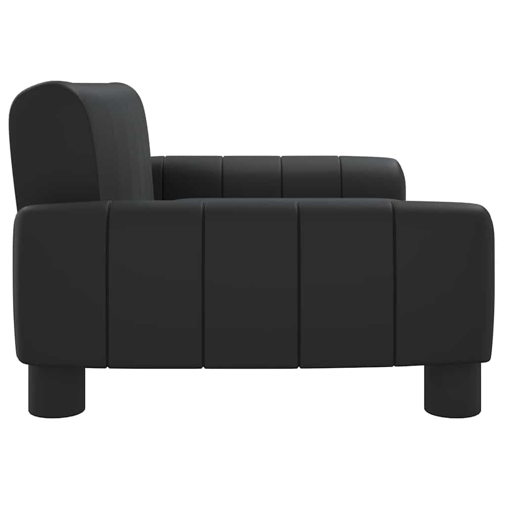 Divano per bambini, 70 x 45 x 30 cm, in ecopelle, con imbottitura in schiuma e robusto telaio in legno di pino, per la cameretta dei bambini, colore nero