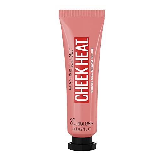 Image of Maybelline New York Cheek Heat Gel-Cream Blush Makeup, Lightweight, Breathable Feel, Sheer Flush Of Color, Natural-Looking, Dewy Finish, Oil-Free, Coral Ember, 1 Count