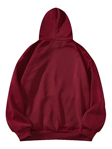 TOPLOT Men's Red Woolen Blend Hoodie Maroon - Image 3