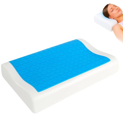 Image of OrthopeOrthopedic Memory Foam Pillow for Neck and Shoulder Pain Relief, Contour Cervical Support Bed Cushion with Cooling Gel, Ergonomic Sleeping Pillow for Back, Side and Stomach Sleepers, Large Size