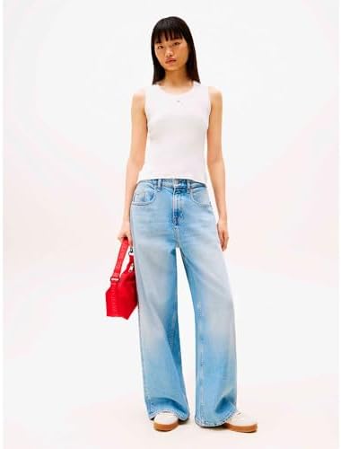 Tommy Jeans TJW ESSENTIAL RIB TANK EXT Kadın T-shirt, Beyaz, L - Görsel 7